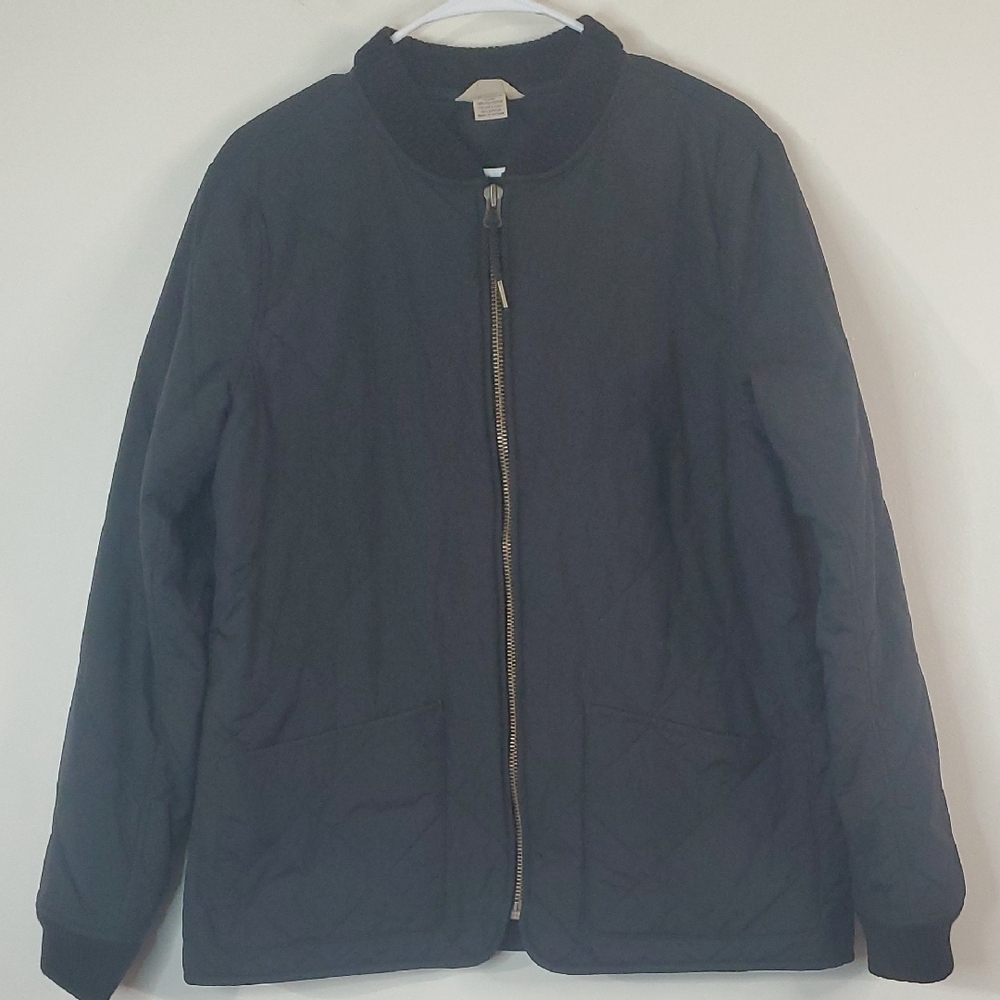 Duluth Trading Quilted Barn Coat Size Med Womens Black Equestrian Work Wear